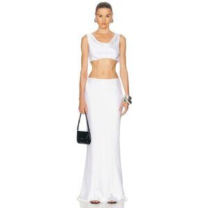 Norma Kamali Bias Obie Skirt in Snow White Small New Womens Satin Long Maxi